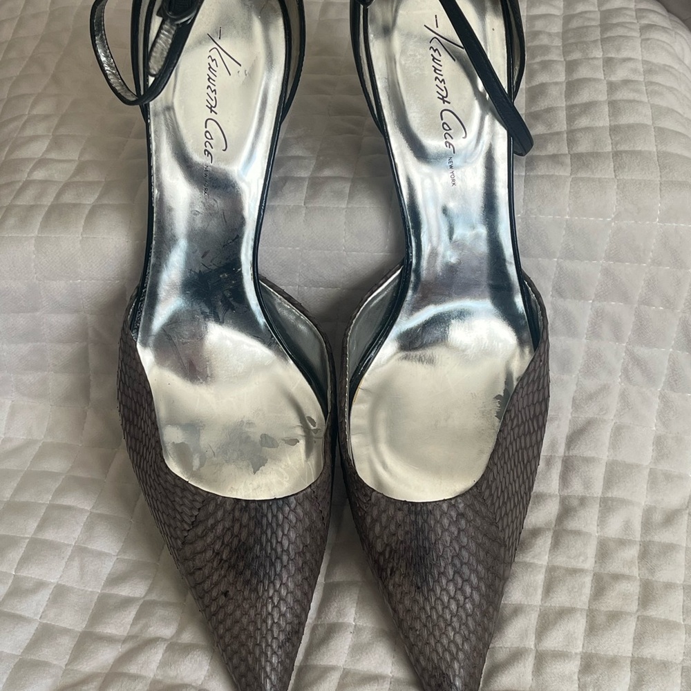 Kenneth Cole Black and Grey Faux Snake  Skin Front